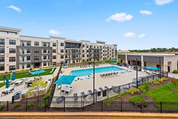 View of pool from balcony